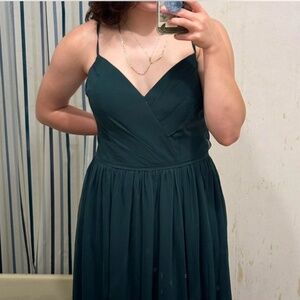 Green floor length bridesmaids dress